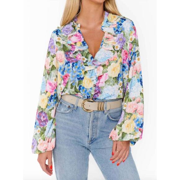 NEW SHOW ME YOUR MUMU suki ruffle top in flower shop - Picture 3 of 6